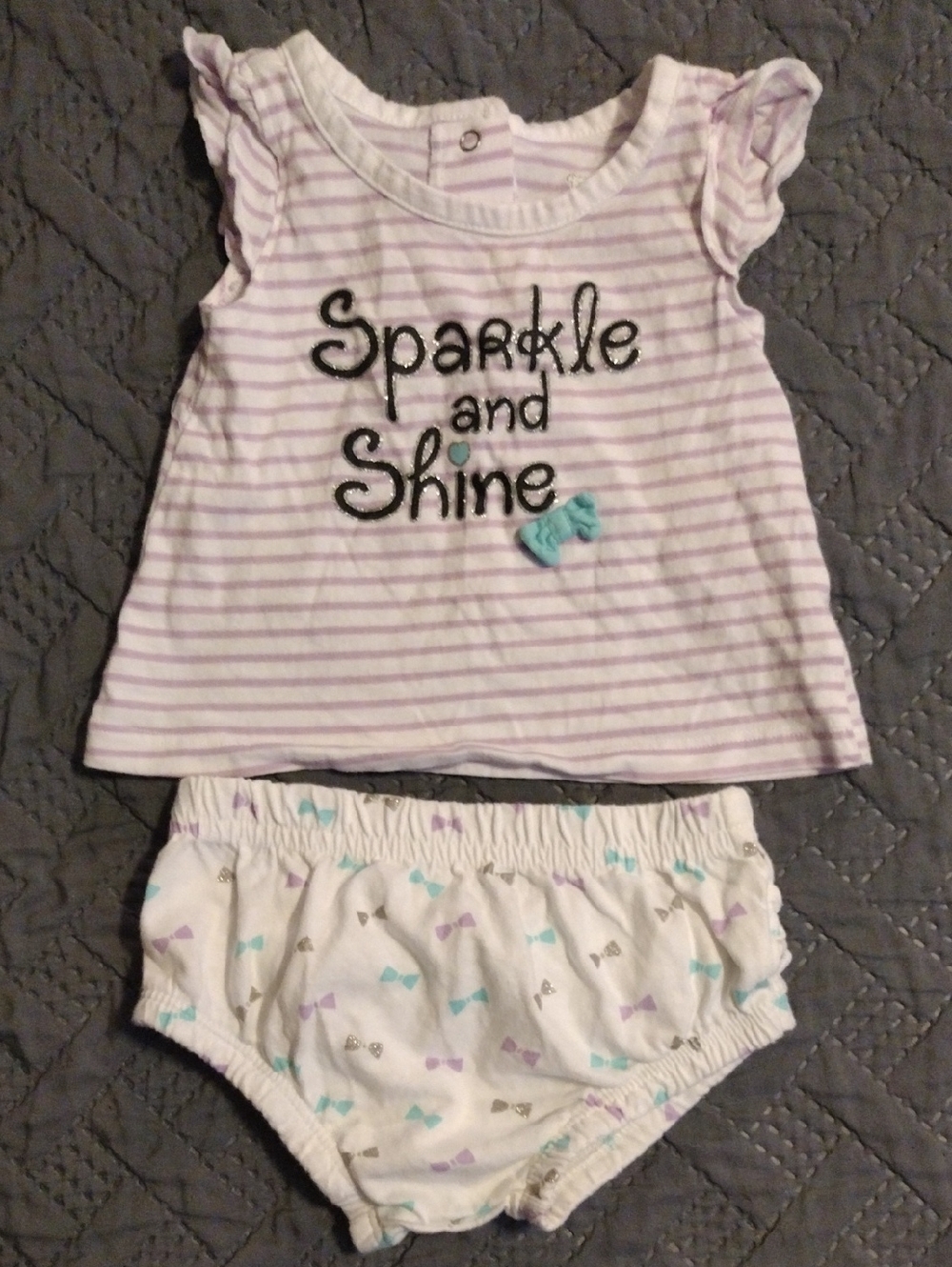 Sparkle and Shine Baby Two-Piece Set — Lavender Stripes